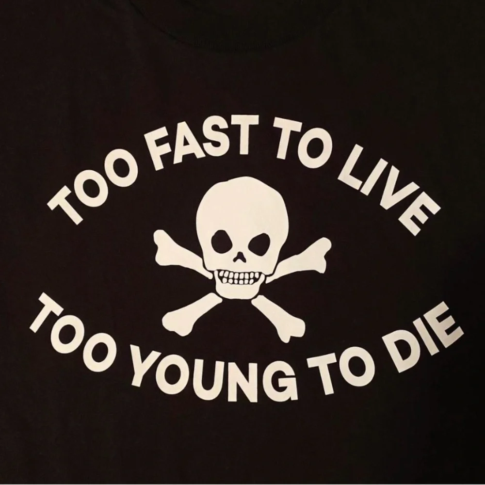 Too fast to live too young to die black long sleeve tee Seditionaries Punk - Picture 2 of 5